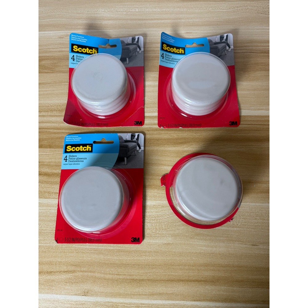 Scotch 3M Furniture Sliders 3.5 Inch‎ Round Hard Floor Carpet Protector Pads
